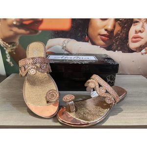 Rhinestone Detail Thong Sandals, Champagne Fashionable Rhinestone sz 5.5